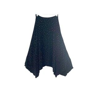 NWOT FiveSeventyFive Maxi Skirt Black with‎ Gold Stars Hi Low Hem Size XS Boho